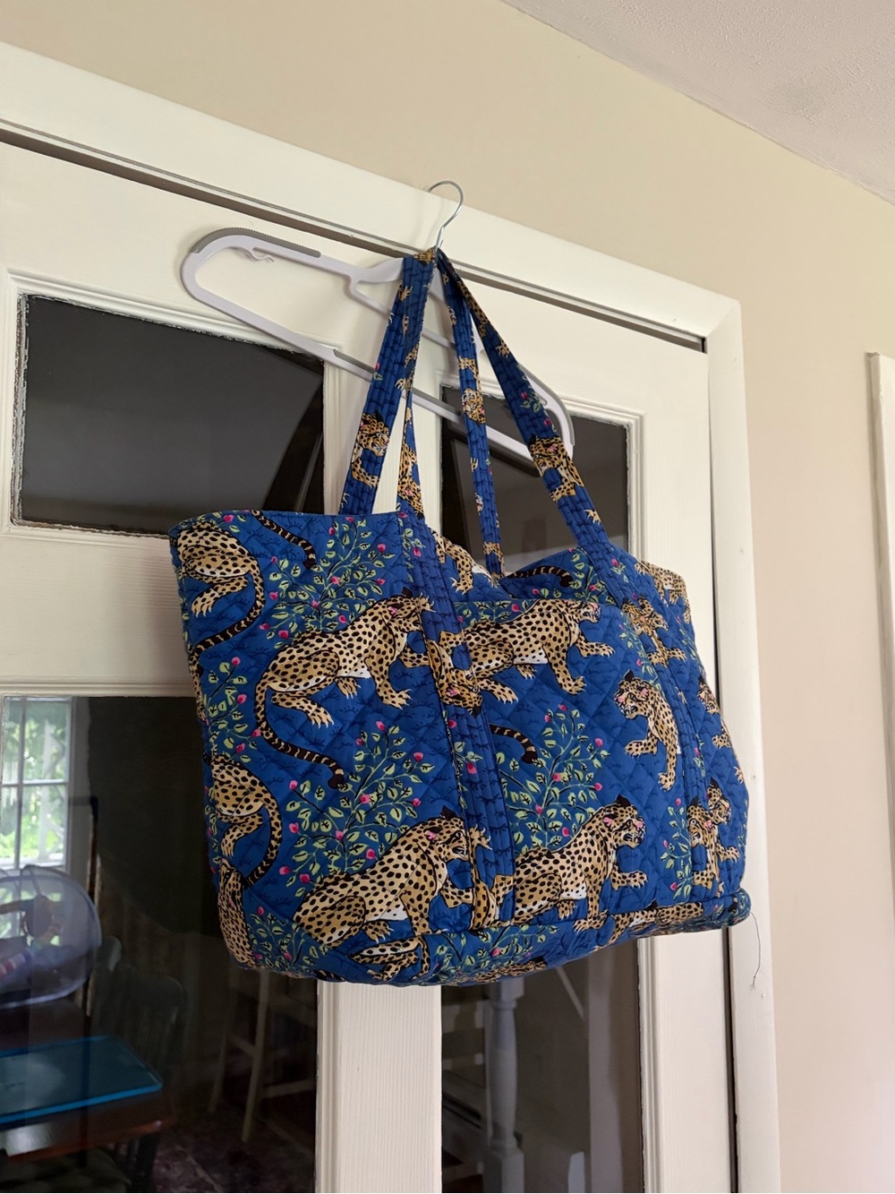 Printfresh Royal Blue Quilted Leopard Tote